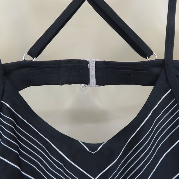 Athleta Women 38 B/C Black White Chevron Tankini Tank Swimwear Swim Top Strappy - Picture 6 of 12